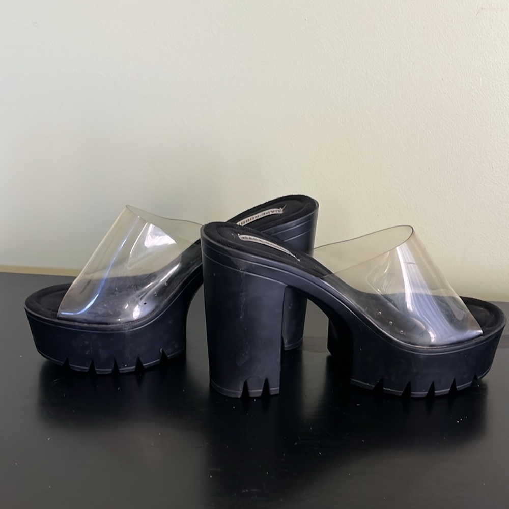 Cape Robbin Platform Chunky Heel Fashion Transparent Slip On High Heel Open Toe - Picture 9 of 14